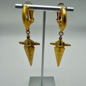Vintage Dagger Brutalist Gold Plated Clip earrings